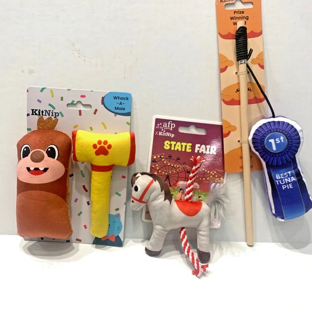 KitNip Kitty Cat STATE FAIR Interactive Wand Catnip Plush New Lot of 4 Cat Toys